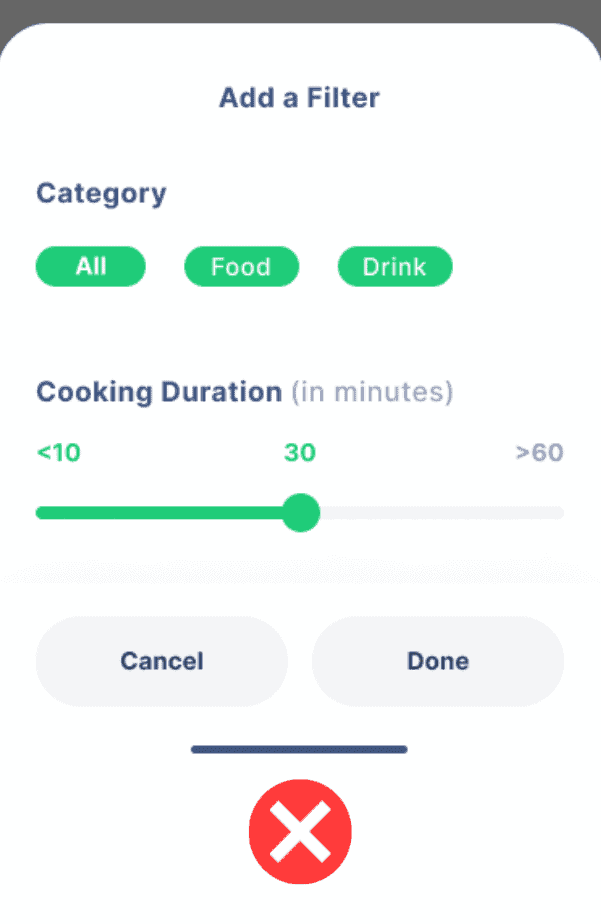 Bad example of buttons in UI design