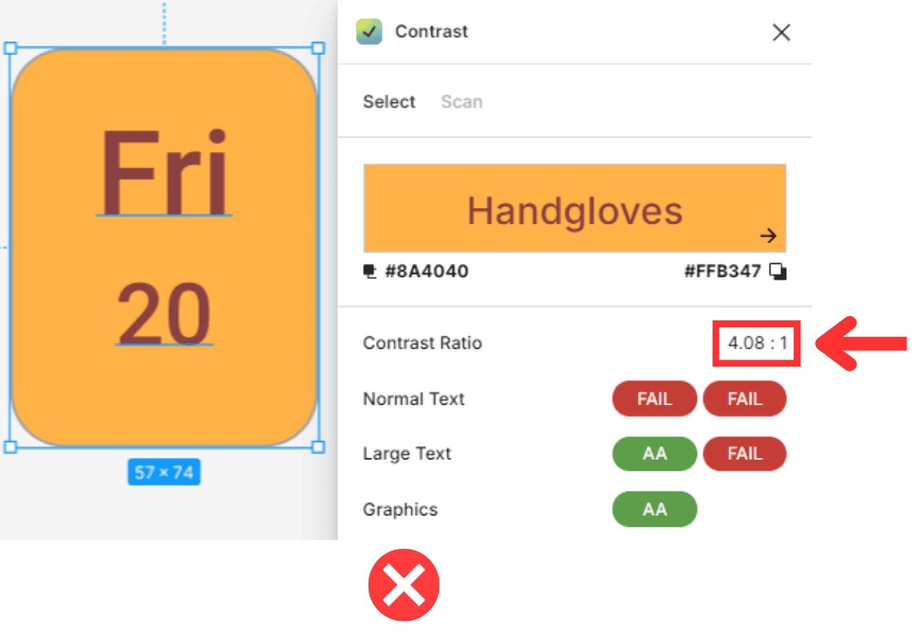 Bad example of contrast in UI design
