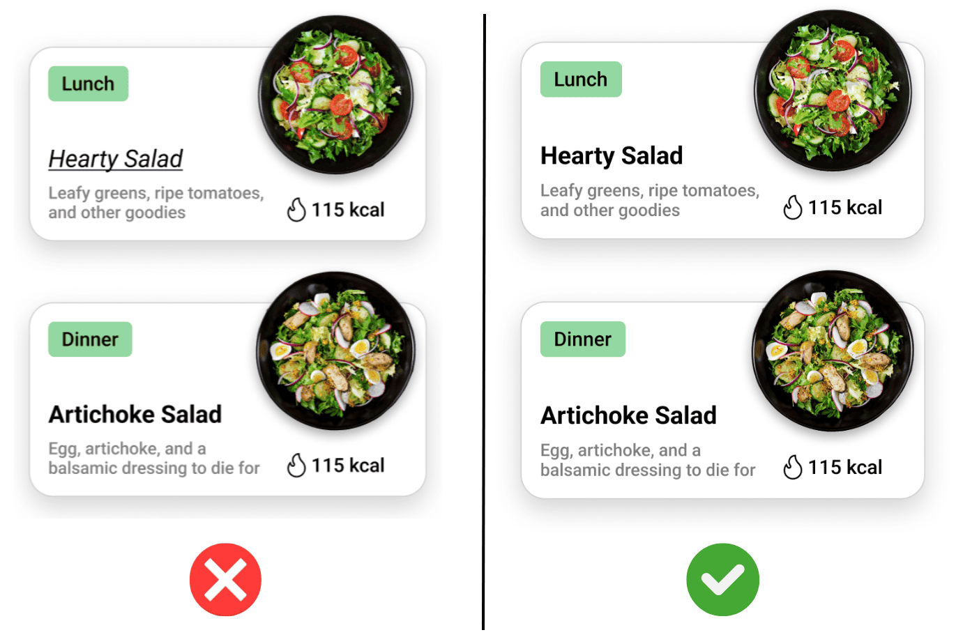 Consistency example in UI design