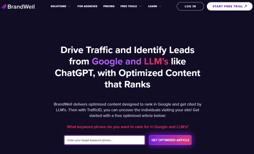 homepage for ai writer brandwell