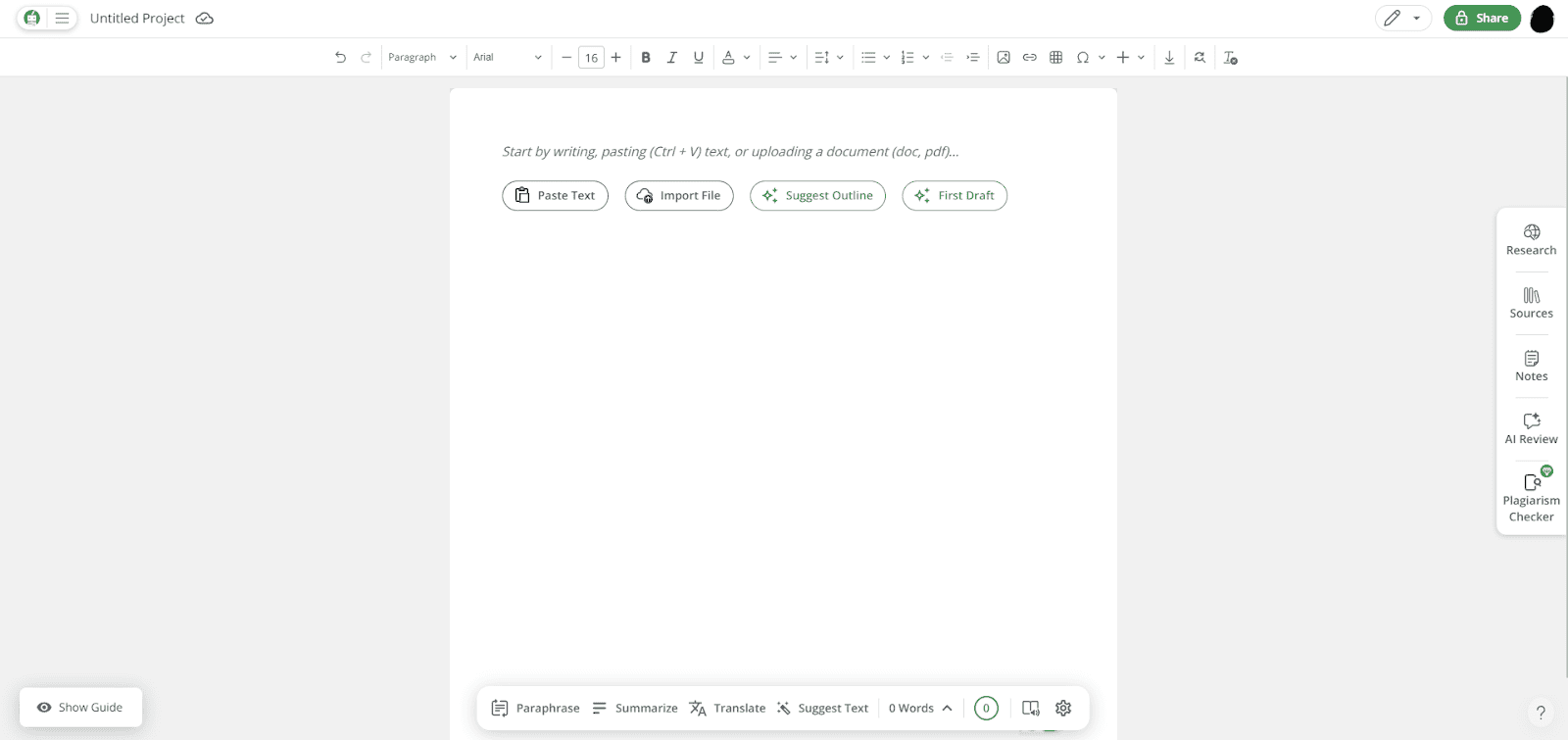 quillbot flow new document