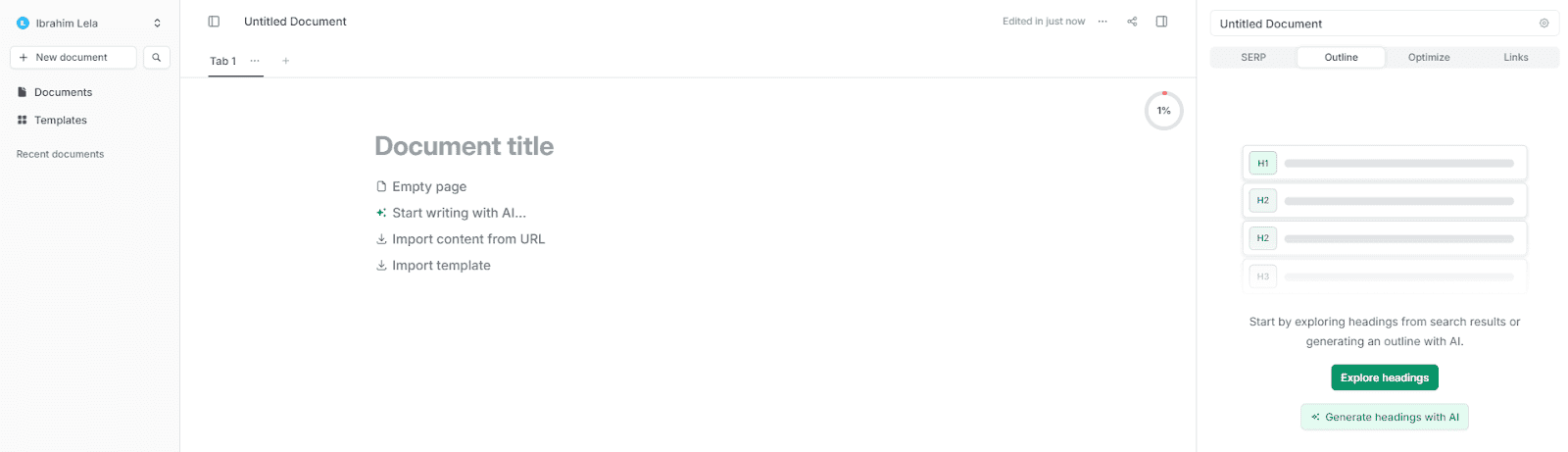frase io ai writer dashboard