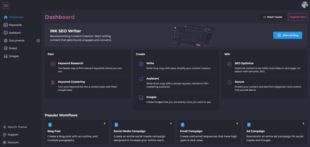 ink for all dashboard
