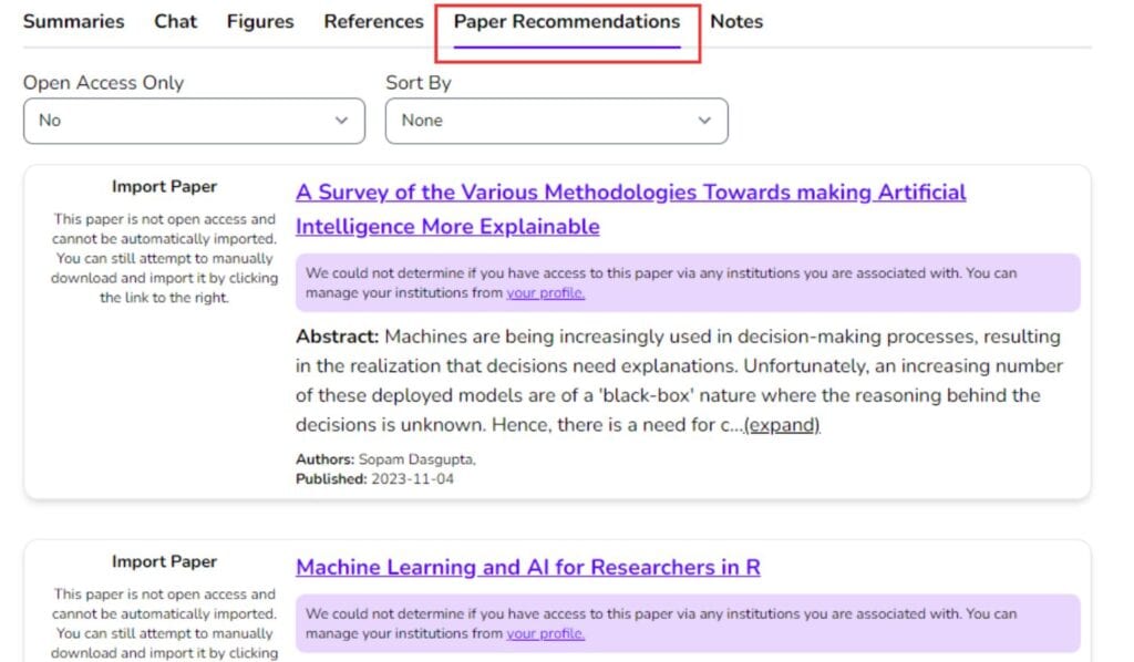 paper recommendations on SciSummary