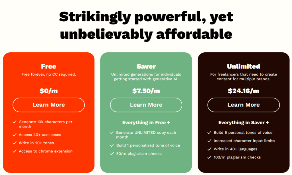 rytr pricing plans
