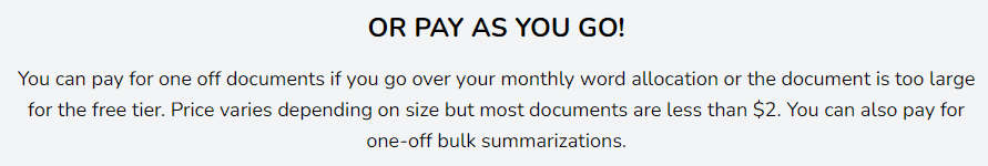 pay as you go in scisummary instead of monthly payments