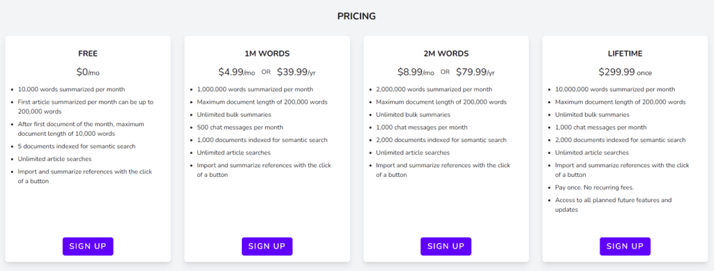 scisummary pricing