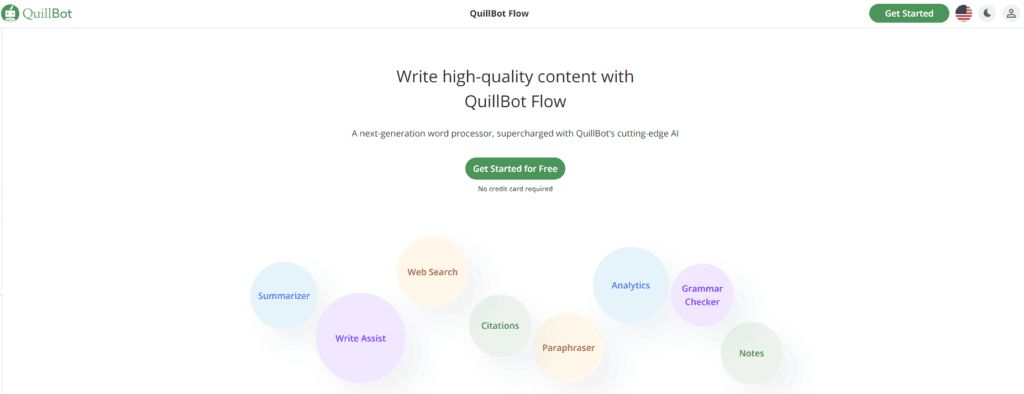 quillbot flow ai writing tool home page