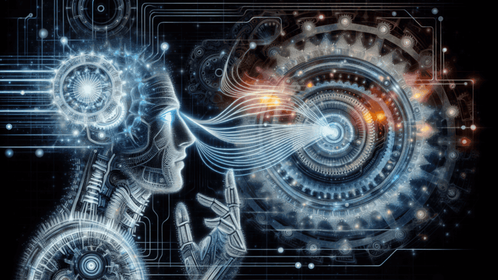 Illustration of artificial intelligence and natural language processing