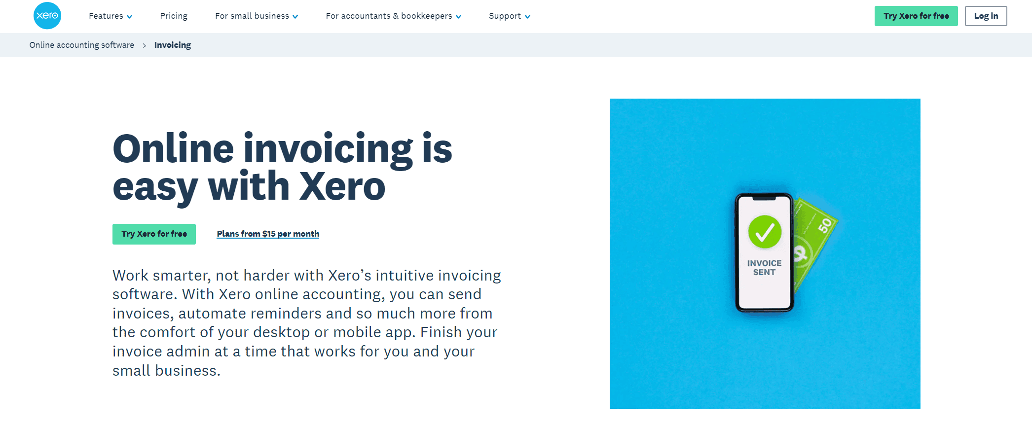 Xero homepage