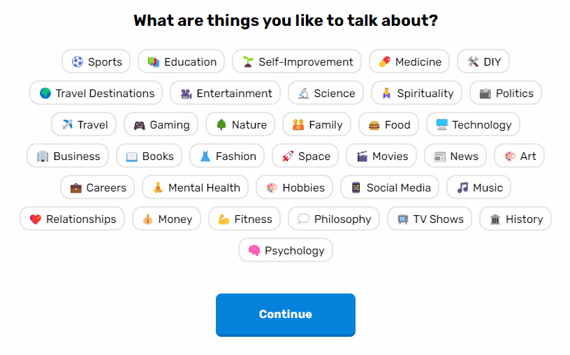 Langotalk's conversation topics