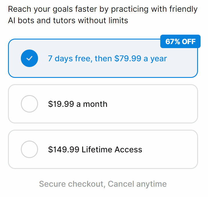Langotalk subscription plans and pricing