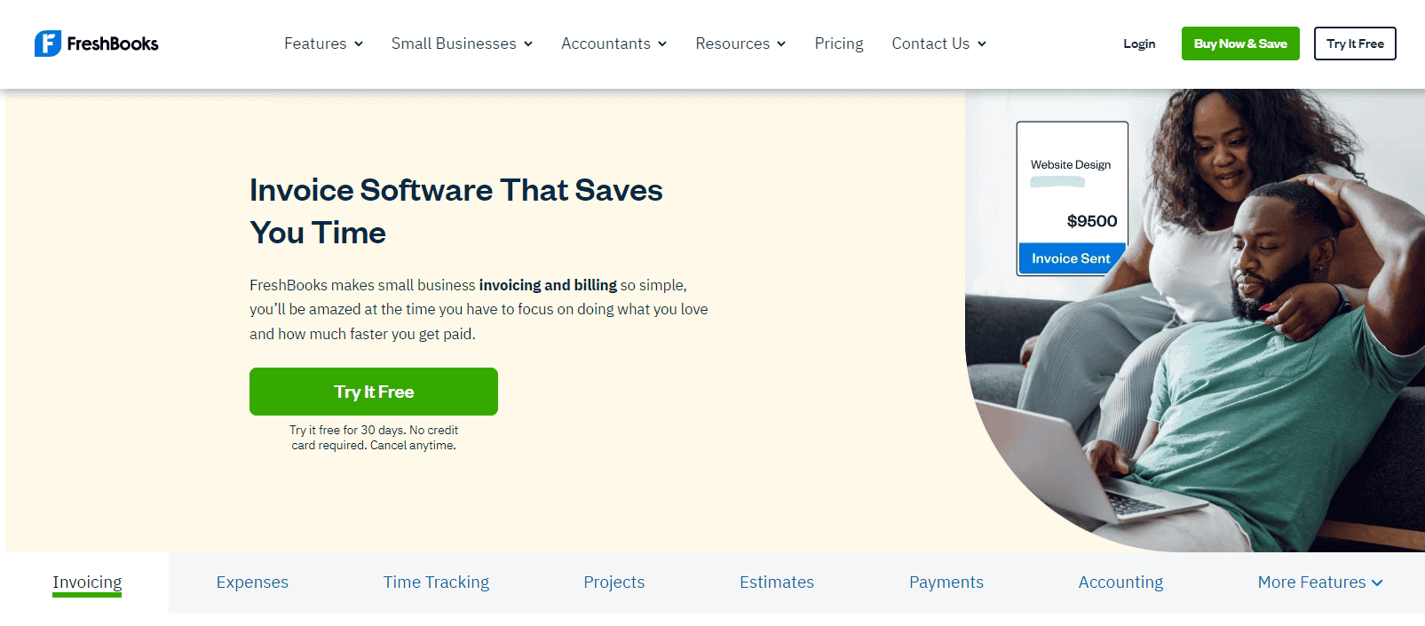 FreshBooks homepage