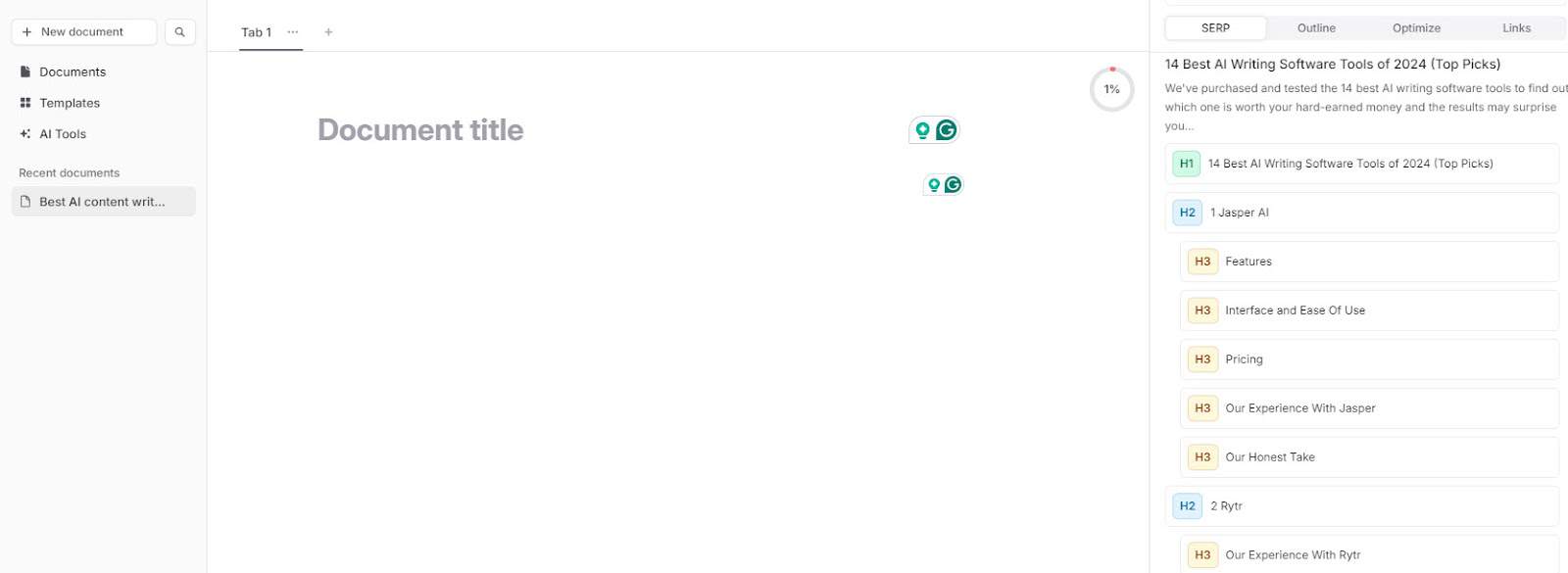 serp analysis on frase.io