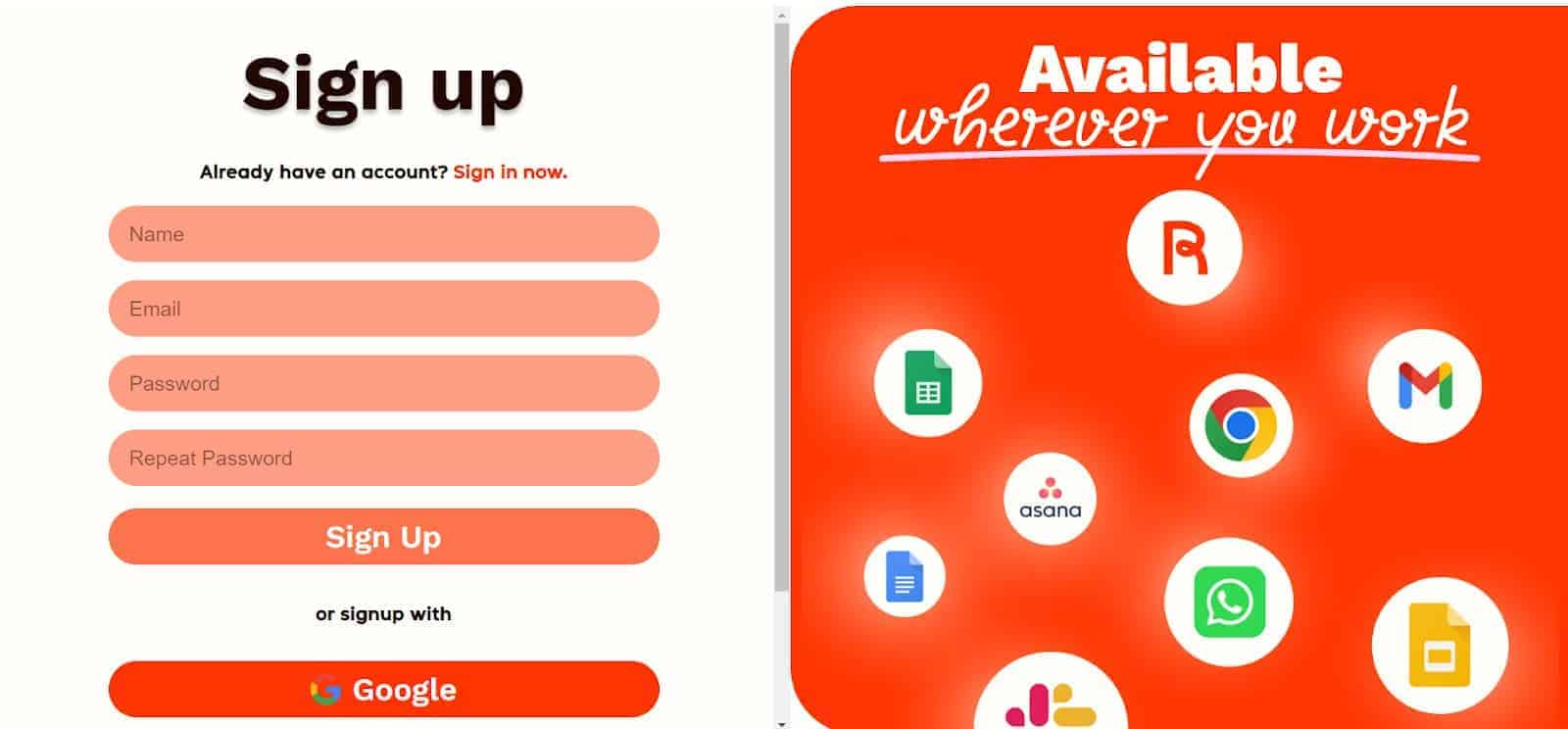 rytr sign up page