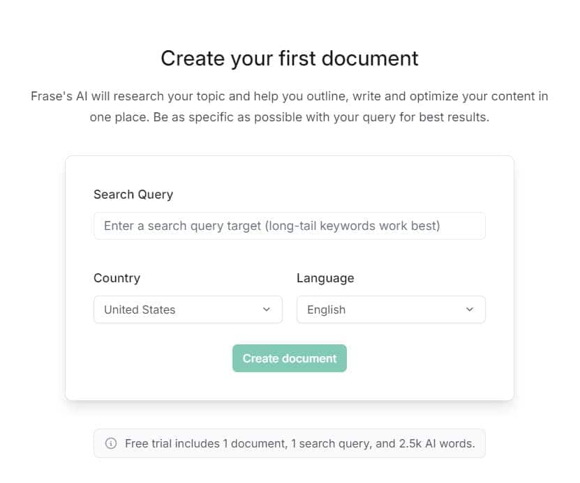 frase.io create a document