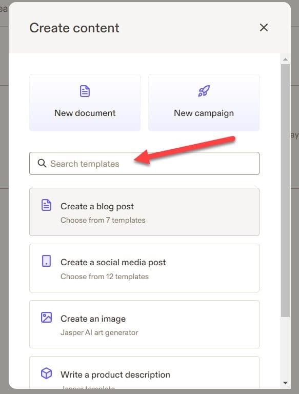 create content template in jasper ai
