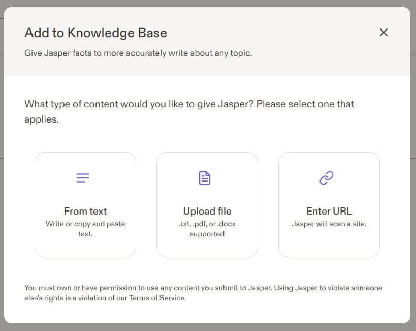 Jasper AI knowledge base