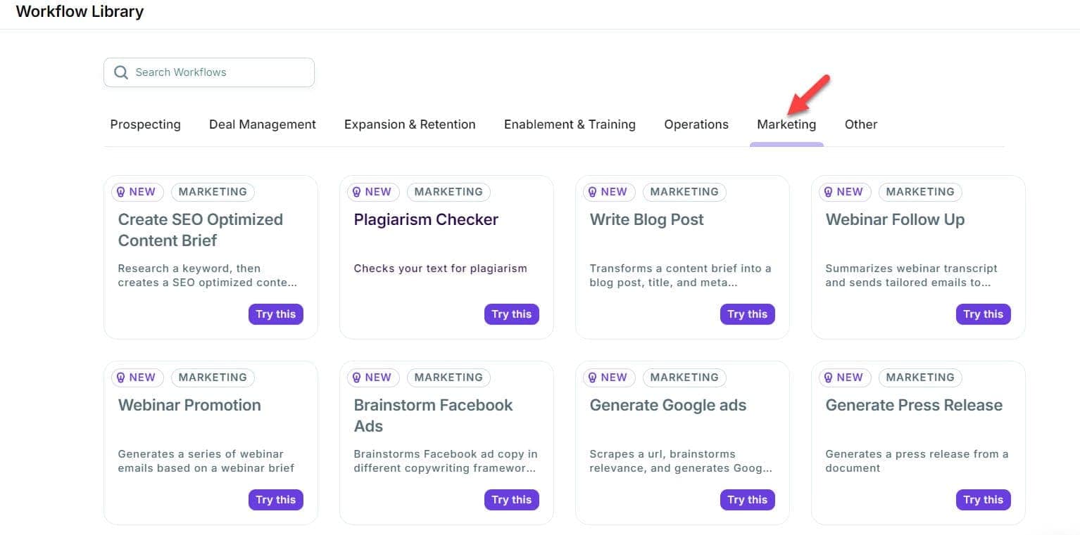 copy ai workflow library