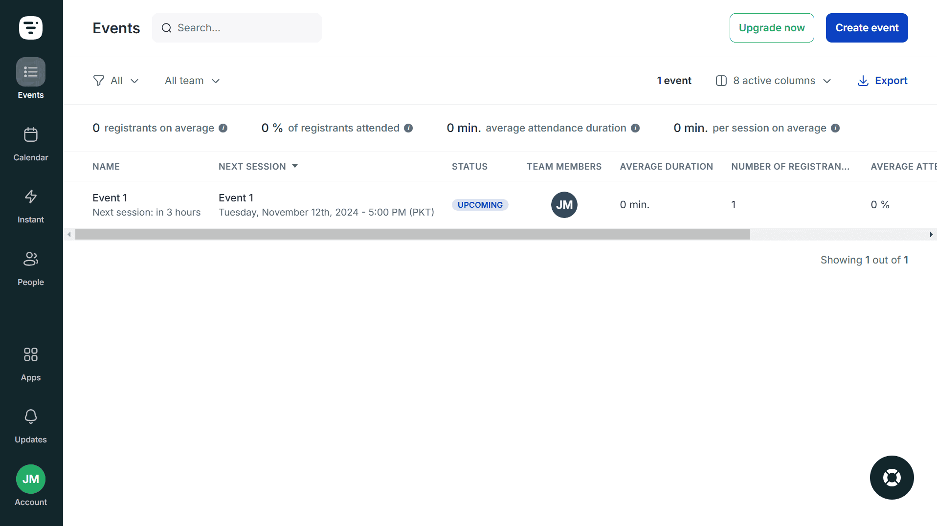 livestorm webinar dashboard