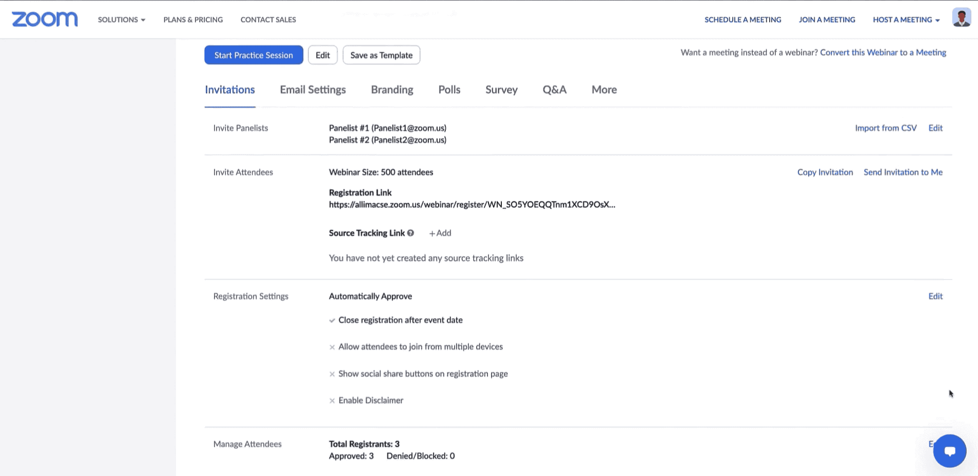 zoom webinars setup webinar page