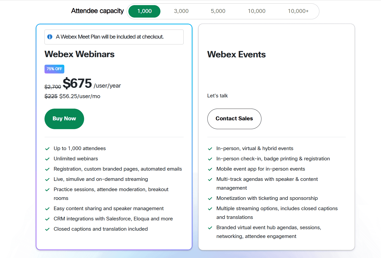 webex pricing