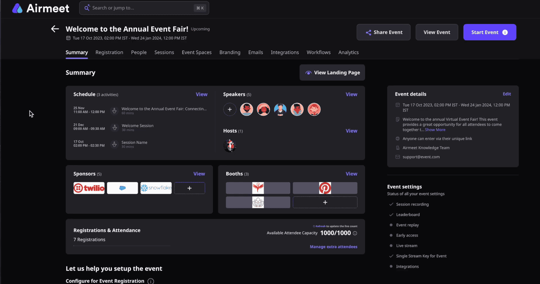 airmeet dashboard