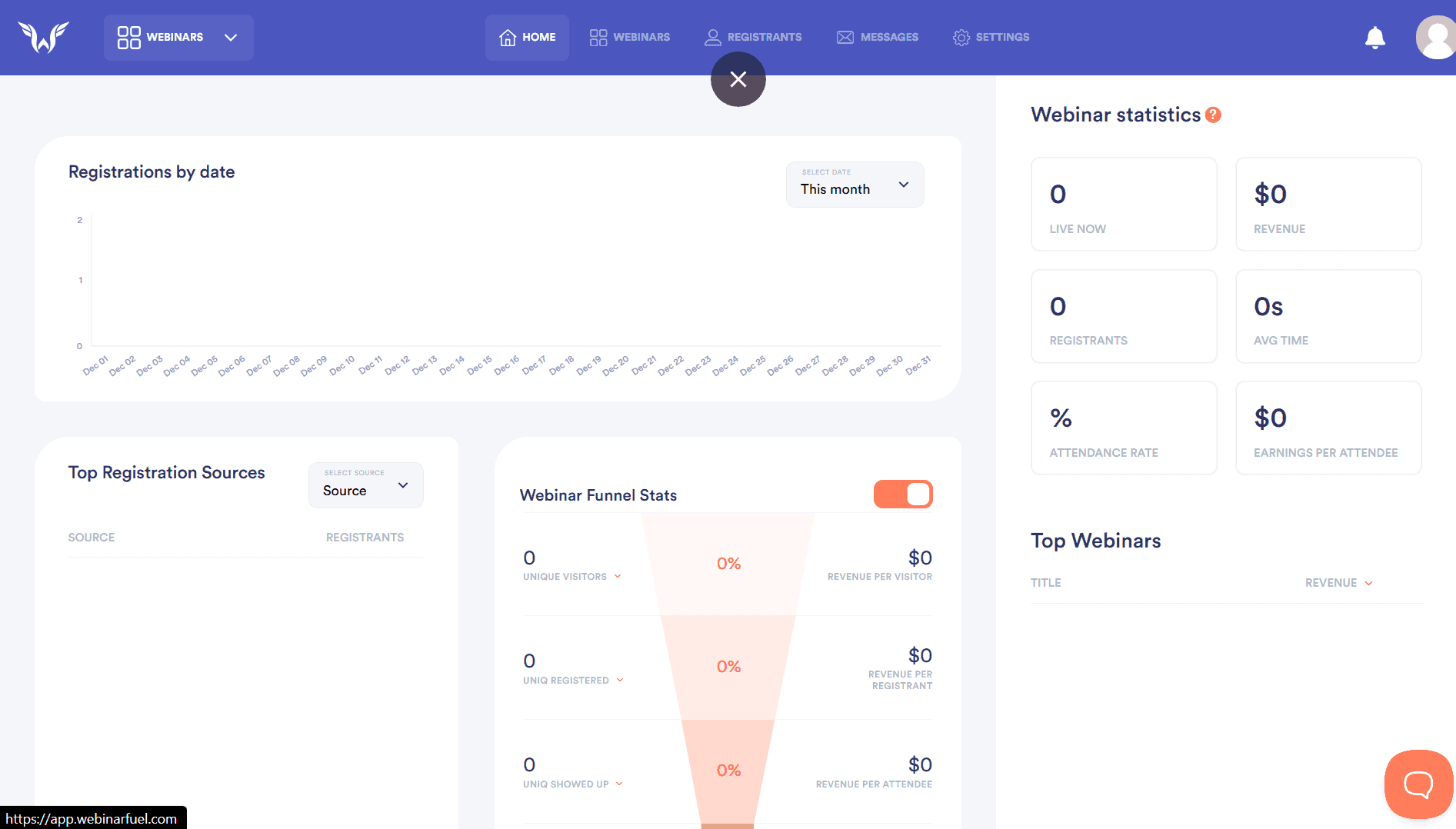 webinarfuel dashboard