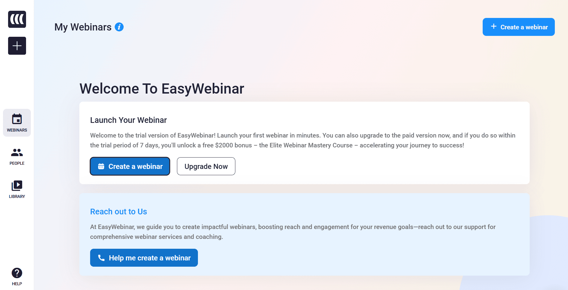 easy webinar dashboard