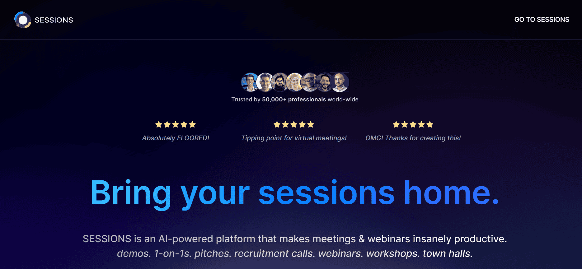 sessions home page
