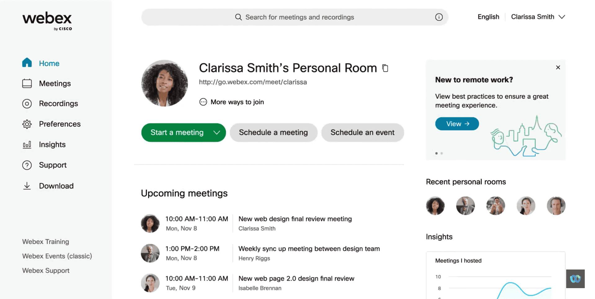 webex dashboard