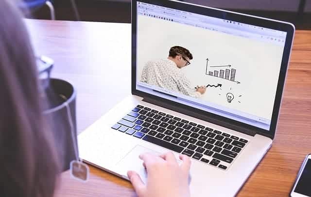 person attending a webinar